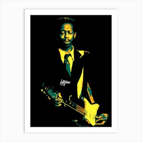 Lefty Dizz American Chicago Blues Guitarist Legend in Colorful Pop Art Art Print