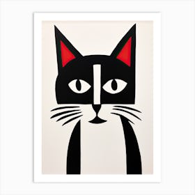 Artful Meowmetry: Cubist Minimalism with a Feline Flair Art Print