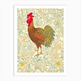 Rooster 2 William Morris Style Bird Art Print