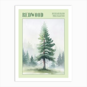 Redwood Tree Atmospheric Watercolour Painting 1 Poster Art Print