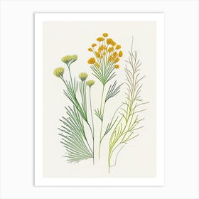 Fennel Seeds Spices And Herbs Minimal Line Drawing 7 Art Print