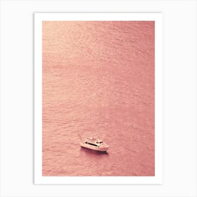 Boat Ship Sea Water Ocean Pink Beige Coral Terracotta Photo Photography Vertical Living Room Travel Bedroom Minimal Art Print