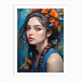 Girl With Flowers 15 Art Print