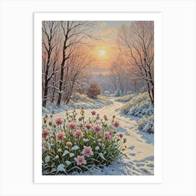 Snowy Sunset Path Art Print