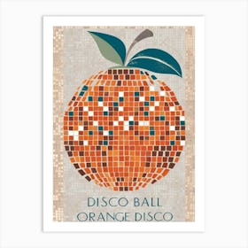 Disco Ball Orange Disco Art Print