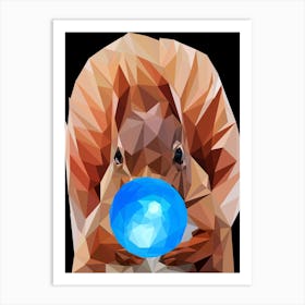 Squirrel With A Blue Ball Art Print