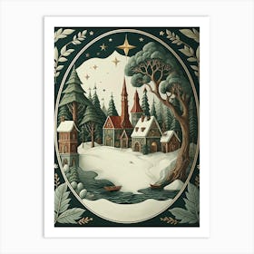 Winter Forrest Village Art Print