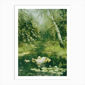 Duck In A Pond Art Print