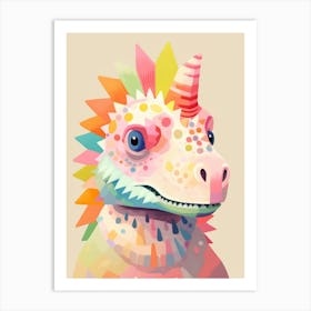 Colourful Dinosaur Pachycephalosaurus 2 Art Print