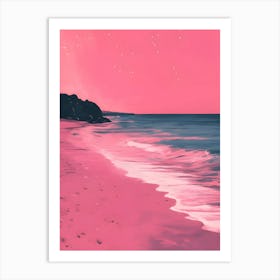 Pink Beach Painting Art Print