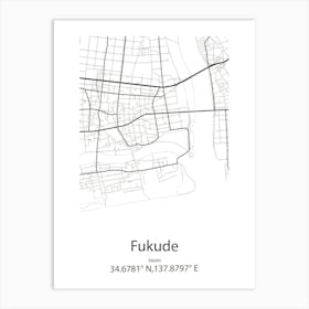 Fukude,Japan Minimalist Map Art Print