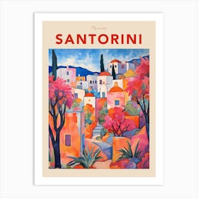 Santorini Greece Fauvist Travel Poster Art Print