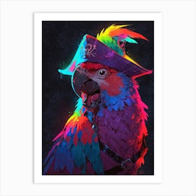 A Parrot With A Pirate Hat Squawking Art Print