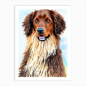 Curly Coated Retriever 4 Watercolour Dog Art Print