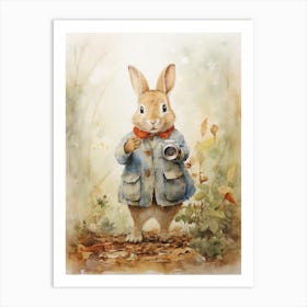 Bunny Taking Photos Rabbit Prints Watercolour 2 Art Print