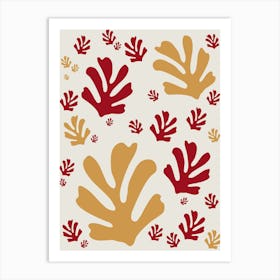 Abstract Leaves Red And Gold Art Print