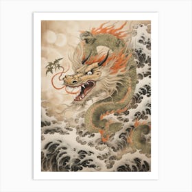 Japanese Dragon Illustration 3 Art Print