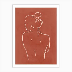 Female Body Sketch 5 Terracotta Art Print