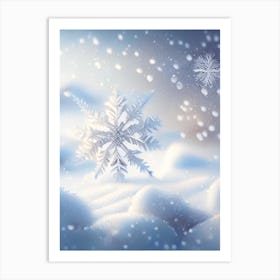 Snowflakes On A Field, Snowflakes, Soft Colours Art Print