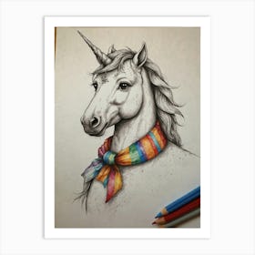 Unicorn Drawing Art Print