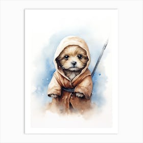 Puppy Dog As A Jedi Watercolour 1 Art Print