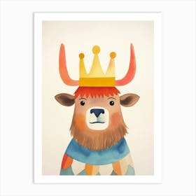 Little Bison 2 Wearing A Crown Art Print