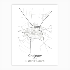 Chojnow,Poland Minimalist Map Art Print