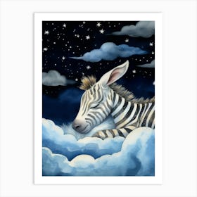 Baby Zebra Sleeping In The Clouds Art Print