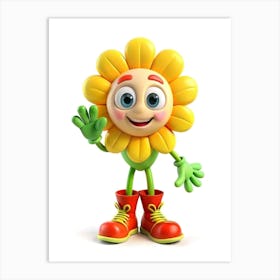 Flower Cartoon Character- kids Art Print