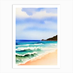 Burleigh Heads Beach, Australia Watercolour Art Print