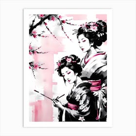 Traditional Japanese Art Style Geisha Girls Art Print