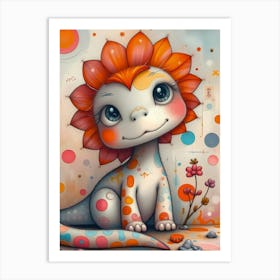 Daisy the Dino: A Cute Little Dinosaur Artwork For Kids Art Print