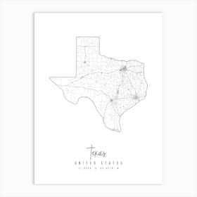 Texas Minimal Street Map Art Print