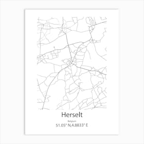 Herselt,Belgium Minimalist Map Art Print