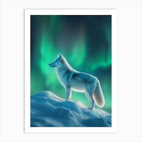 Wolf In The Snow. Generated with AI. Art Print 1 Art Print