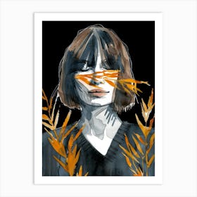 Portrait Of A Woman With Leaves 9 Art Print