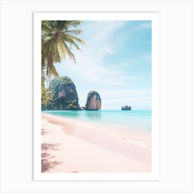 Phra Nang Beach Krabi Thailand Turquoise And Pink Tones 2 Art Print