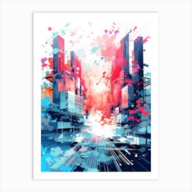 Futuristic City Abstract Painting Art Print