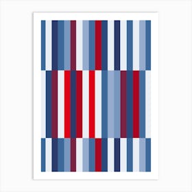 Red, White And Blue Geometric Abstract Stripes Art Print