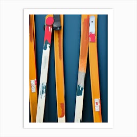 Stacked Skis Minimal Nordic Skiing Storage Art Print