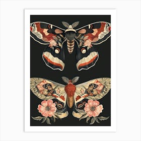 Butterfly Night Symphony William Morris Style 5 Art Print