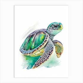 Hatching Sea Turtle, Sea Turtle Watercolour 2 Art Print