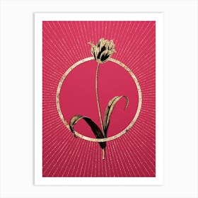 Gold Didier's Tulip Glitter Ring Botanical Art on Viva Magenta n.0038 Art Print