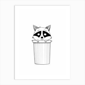 A Minimalist Line Art Piece Of A Cozumel Raccoon 2 Art Print