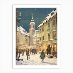 Vintage Winter Illustration Munich Germany 5 Art Print