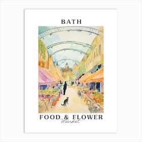 Food Market With Cats In Bath 2 Poster Art Print