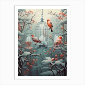 Birdcage In The Winter Forest 1 Art Print