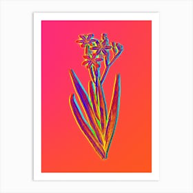 Neon Blackberry Lily Botanical in Hot Pink and Electric Blue Art Print