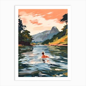 Wild Swimming At Derwentwater Cumbria 3 Art Print