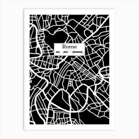 Rome (Italy) City Map — Hand-drawn map, vector black map Art Print